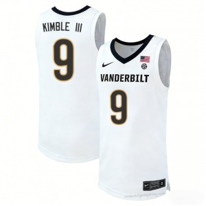 George Kimble III #9 Commodores White Basketball University Jersey | Men's Authentic Cut 28652009