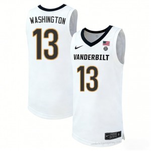 Jalen Washington #13 Commodores White Basketball University Jersey | Men's Authentic Cut 11401259
