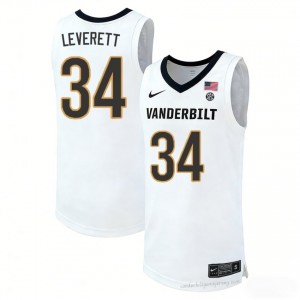 Jayden Leverett #34 Commodores White Basketball NCAA Jersey | Men's Authentic Cut 18855127