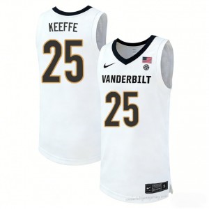 Miles Keeffe #25 Commodores White Basketball NCAA Jersey | Men's Authentic Cut 47204418