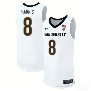 Tyler Harris #8 Commodores White Basketball NCAA Jersey | Men's Authentic Cut 93570669