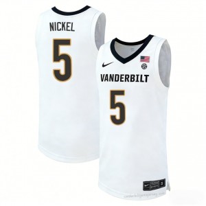 Tyler Nickel #5 Commodores White Basketball University Jersey | Men's Authentic Cut 47141263