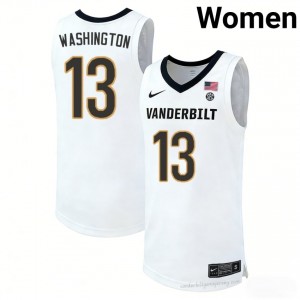Vanderbilt Commodores Jalen Washington #13 White Women's Basketball NCAA Jersey | Collector's Grade 76116090