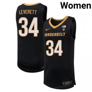 Jayden Leverett Vanderbilt #34 Black Tackle Twill Jersey | Women's Player Vandy Hoops 76121851