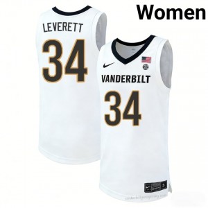 Vanderbilt Commodores Jayden Leverett #34 White Women's Basketball University Jersey | Collector's Grade 67989219