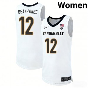 Vanderbilt Commodores Jaylon Dean-Vines #12 White Women's Basketball University Jersey | Collector's Grade 53428119