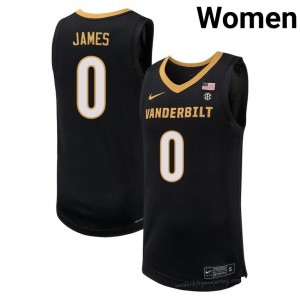 Mike James Vanderbilt #0 Black Tackle Twill Jersey | Women's Player Vandy Hoops 52768473