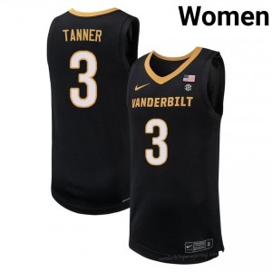 Tyler Tanner Vanderbilt #3 Black Tackle Twill Jersey | Women's College Vandy Hoops 32230201