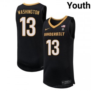 #13 Jalen Washington Commodores Black Jersey | Official Style Youth College Hoops 32825609