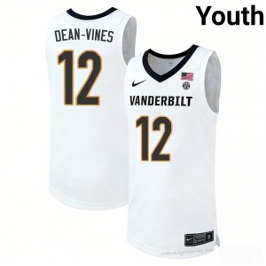 Youth Jaylon Dean-Vines #12 Vanderbilt White NCAA Basketball Jersey | Anchor Down Edition 37569724