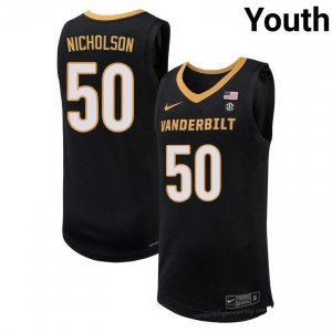#50 Mason Nicholson Commodores Black Jersey | Official Style Youth College Hoops 11120653