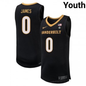 #0 Mike James Commodores Black Jersey | Official Style Youth College Hoops 75884557
