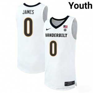 Youth Mike James #0 Vanderbilt White NCAA Basketball Jersey | Anchor Down Edition 51425459