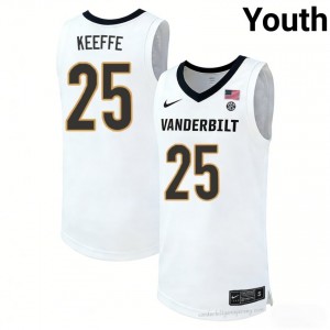 Youth Miles Keeffe #25 Vanderbilt White NCAA Basketball Jersey | Anchor Down Edition 82262155