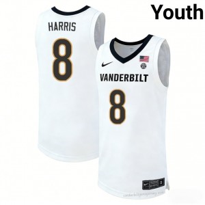 Youth Tyler Harris #8 Vanderbilt White NCAA Basketball Jersey | Anchor Down Edition 28051472