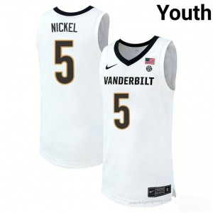 Youth Tyler Nickel #5 Vanderbilt White University Basketball Jersey | Anchor Down Edition 44873591