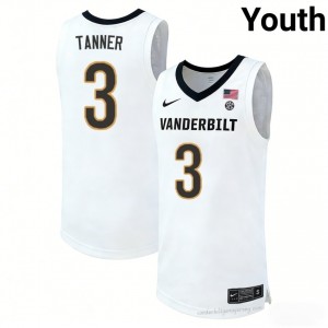 Youth Tyler Tanner #3 Vanderbilt White University Basketball Jersey | Anchor Down Edition 29005517